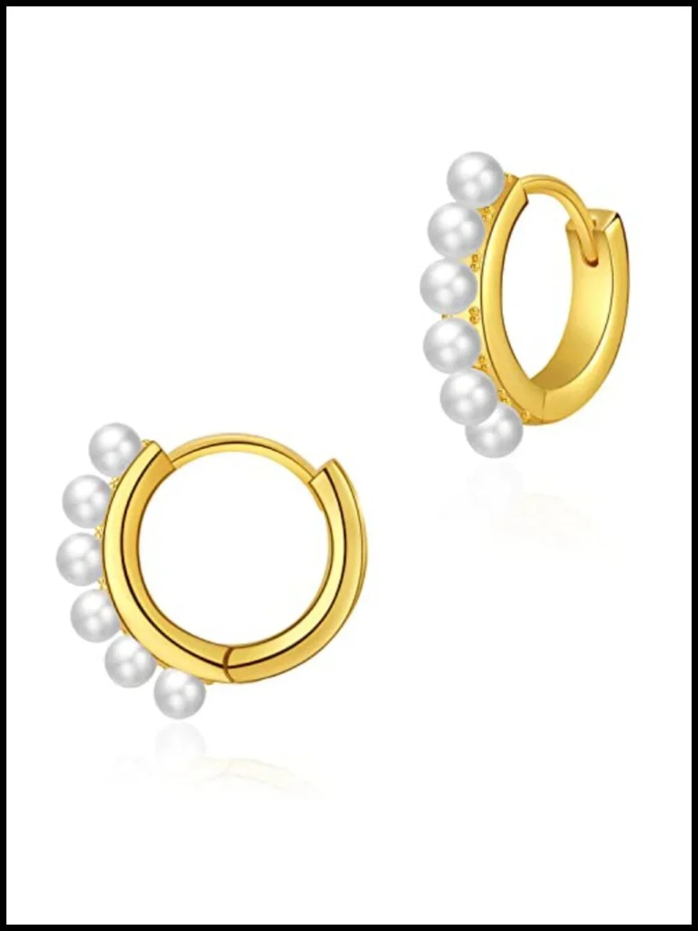 18K Gold Filled Beaded Huggie Hoop Earrings Hypoallergenic U-Shape